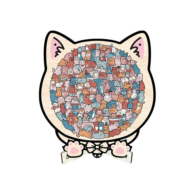 Cross-border low-end wooden cat puzzle toy ornament, irregularly shaped wooden puzzle game